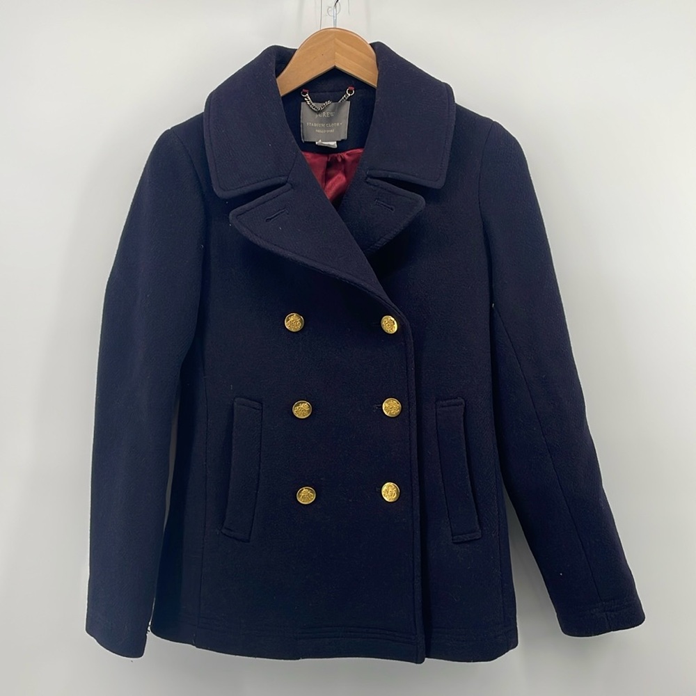 J. Crew Nello Gori Stadium Cloth Pea Coat in Navy 0 A6